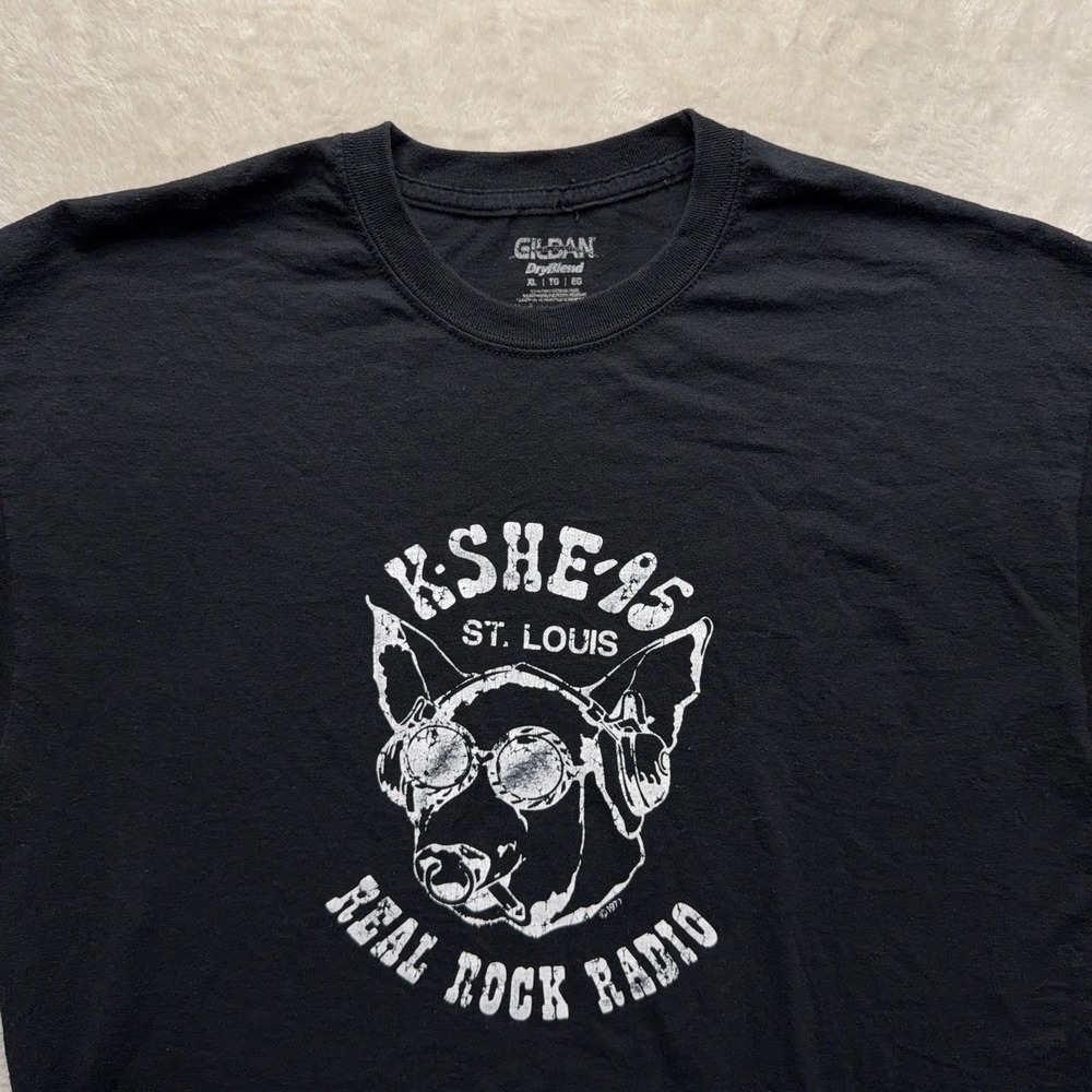 KSHE 95 St Louis Real Rock Radio T Shirt Mens XL Black Distressed Graphic Grunge - Picture 2 of 11